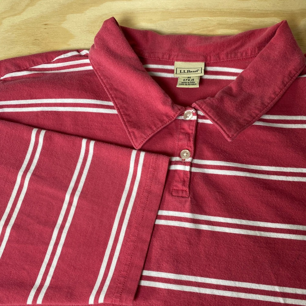 L.L.Bean Striped Polo Shirt Long Sleeve Classic Casual Top 3X